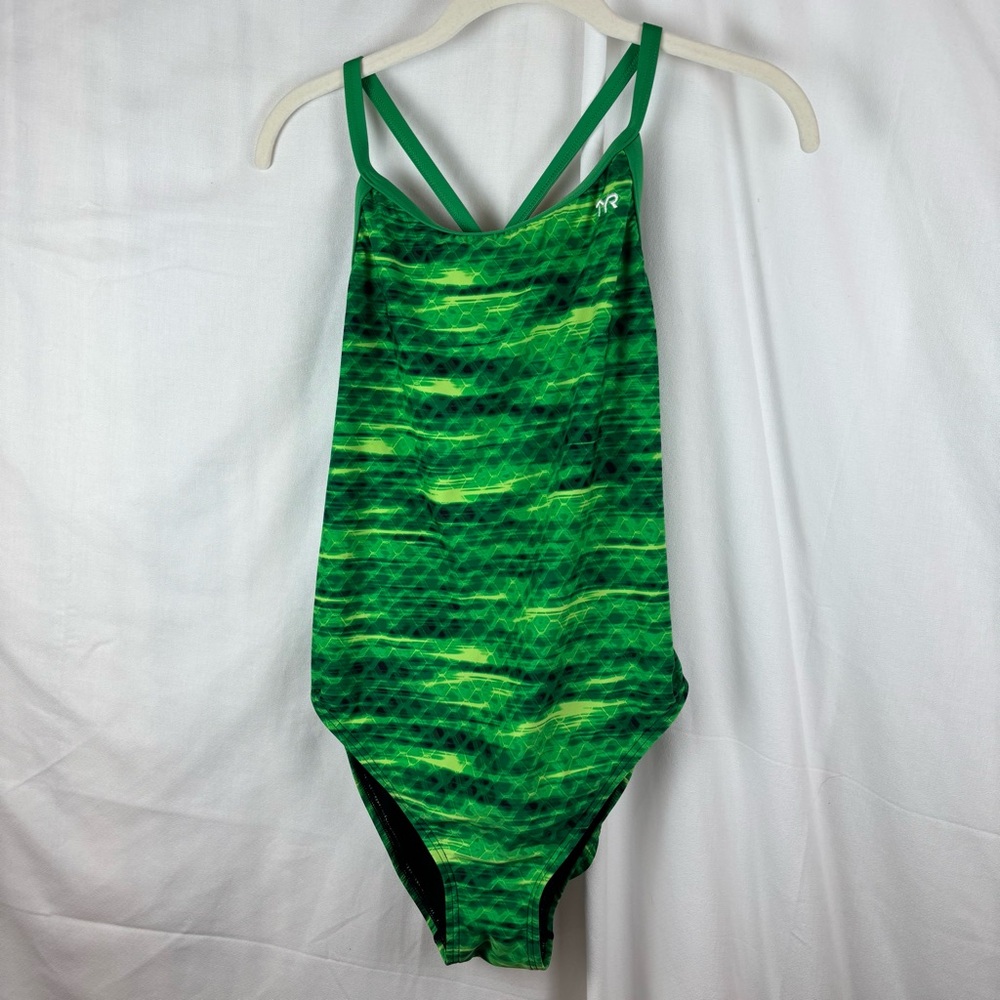 CLEARANCE TYR Green One Piece Racing Swimsuit Sz 40 - Picture 2 of 6